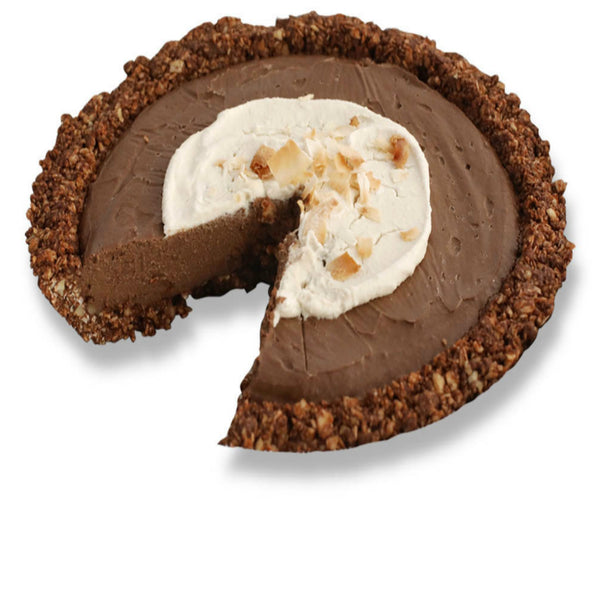 Sliced Vegan Chocolate Hazelnut Cream Pie from The Pie Hole